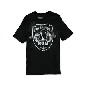 No Borders Mens Hook & Barrels Rum Graphic T-Shirt, Black, NWT